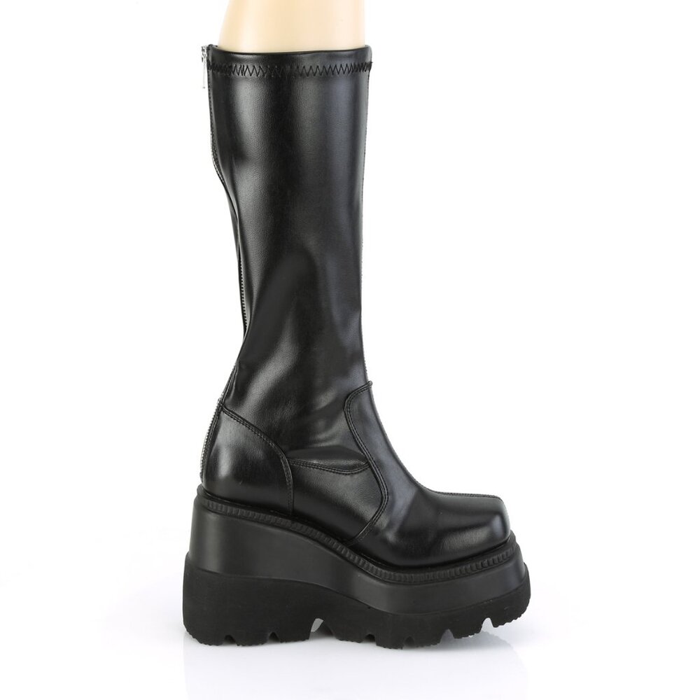 Demonia Shaker 65 Black Platform Boots - Picture 3 of 5